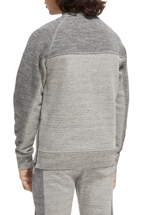 BOYS CONTRAST MELANGE CREWNECK SIDE-ZIP SWEATSHIRT GREY MELA 2