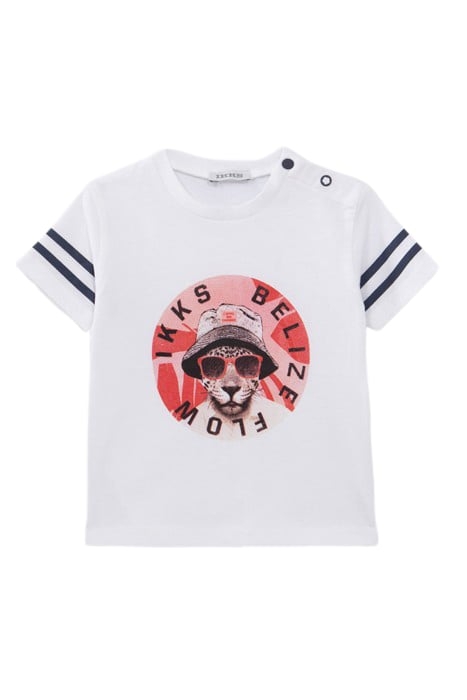 BABY BOYS' OFF-WHITE T-SHIRT WITH LEOPARD IMAGE 1