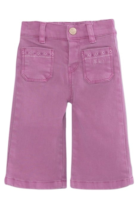 BABY GIRLS’ MAUVE JEANS WITH ETHNIC EMBROIDERY 1