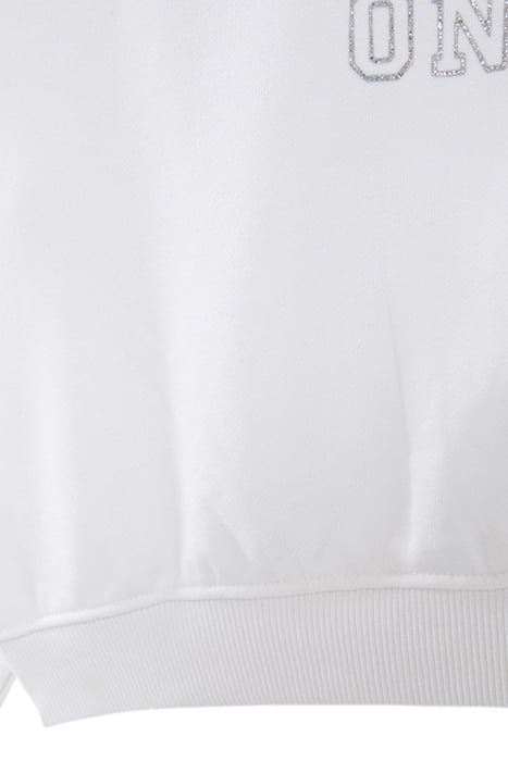 GIRLS' OFF-WHITE SWEATSHIRT WITH SILVER GLITTER SLOGAN 7