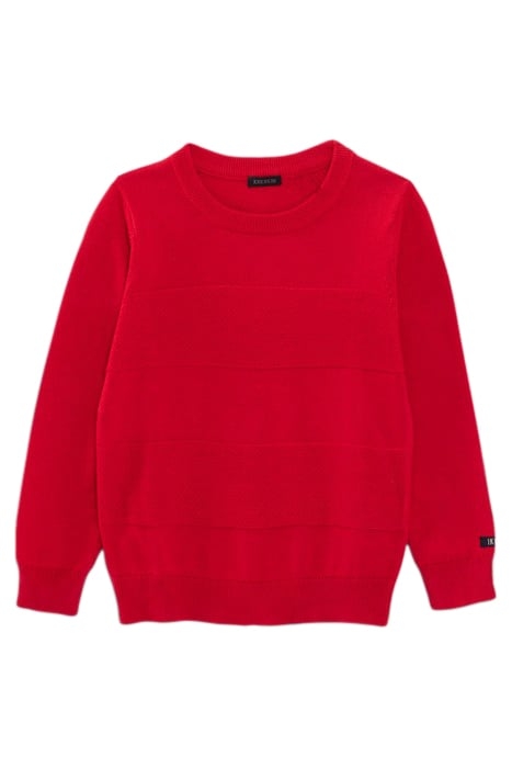 BOYS' RED KNIT STRIPED SWEATER 1