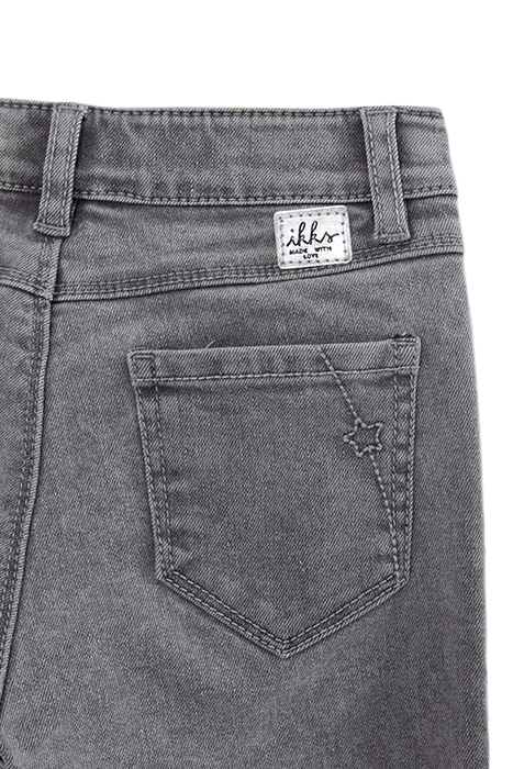 GIRLS' GREY SLIM JEANS WITH ASYMMETRIC ZIP & FRINGED CUFFS 5