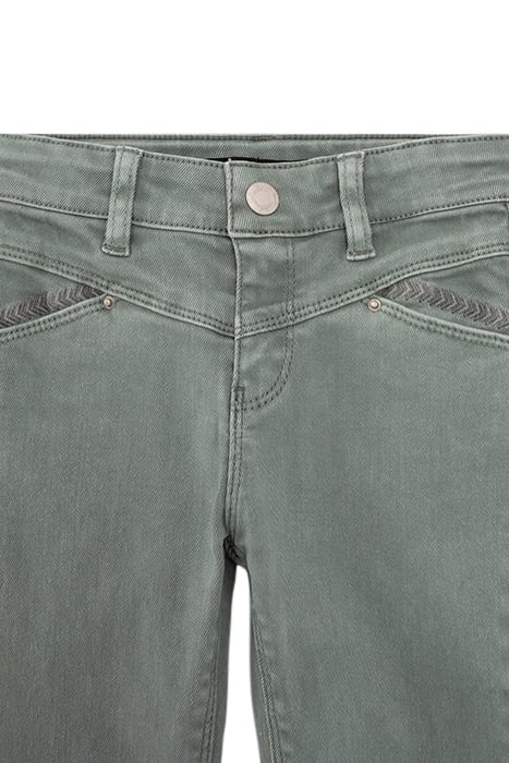 GIRLS' KHAKI 7/8 FLARED JEANS WITH FRINGED CUFFS 3