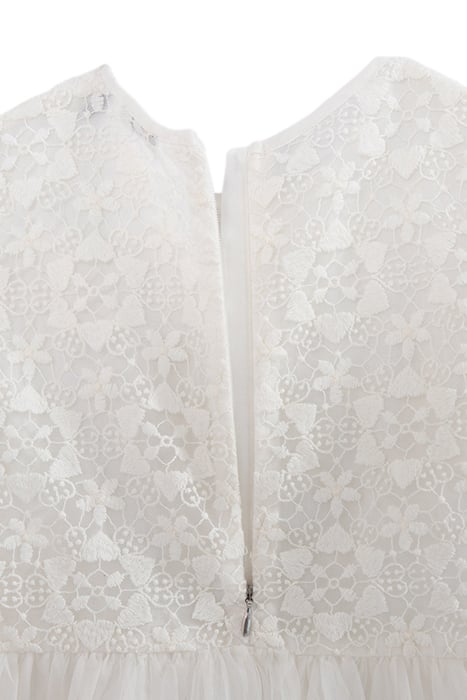 GIRLS’ WHITE MIXED-FABRIC DRESS WITH LACE AND TULLE 4