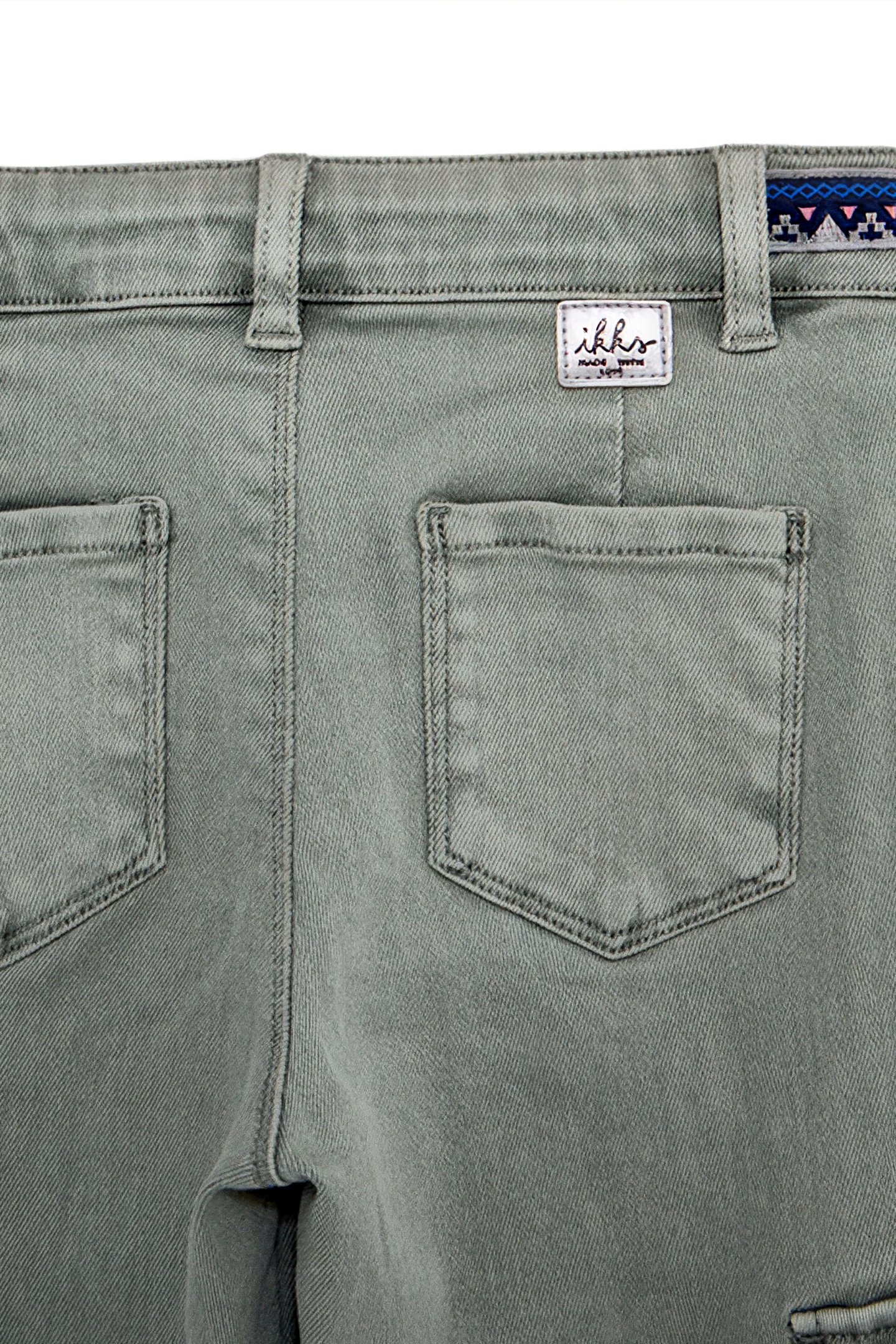 GIRLS' KHAKI CARGO JEANS WITH EMBROIDERED BRAID 5