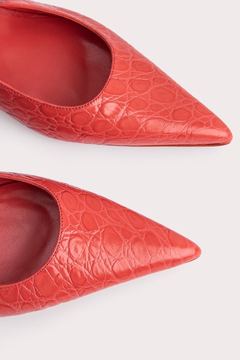 JESS CORAL CIRCULAR CROCO EMBOSSED LEATHER CORAL 3