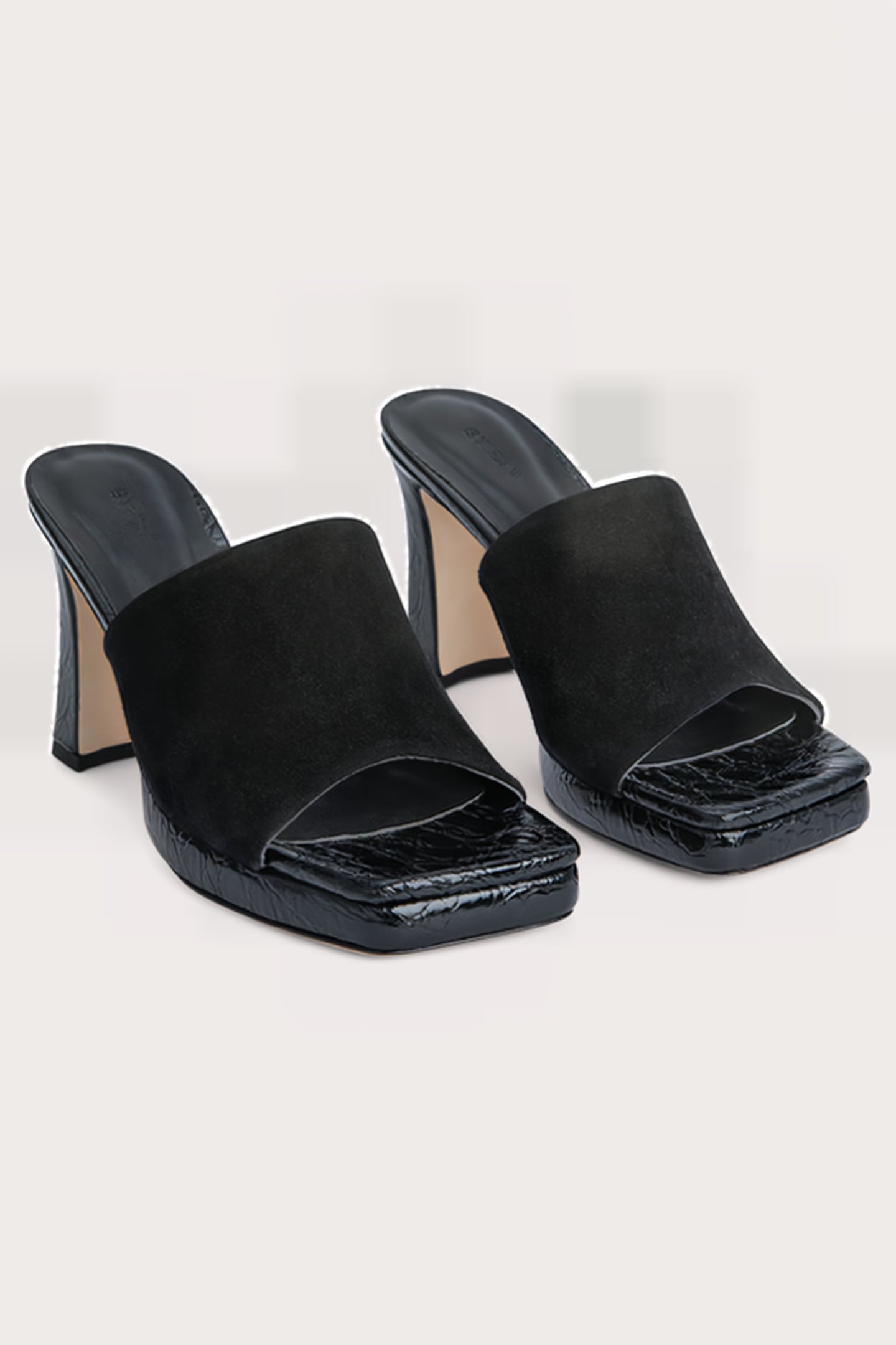 BELIZ BLACK CROCO AND SUEDE LEATHER BLACK 2