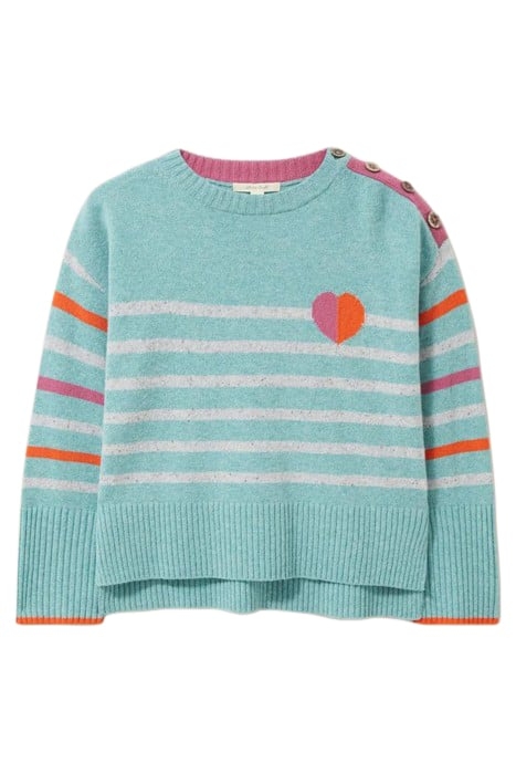HEART AND STRIPE JUMPER TEAL MULTI 2