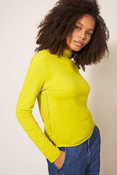 CAMILE HIGH NECK TEE MID CHARTREUSE 4