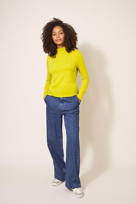 CAMILE HIGH NECK TEE MID CHARTREUSE 1