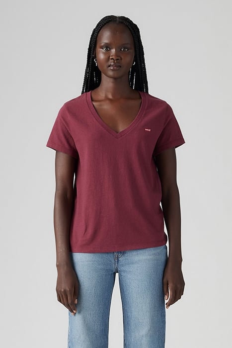 PERFECT SLUB VNECK BURGUNDY SLUB 1