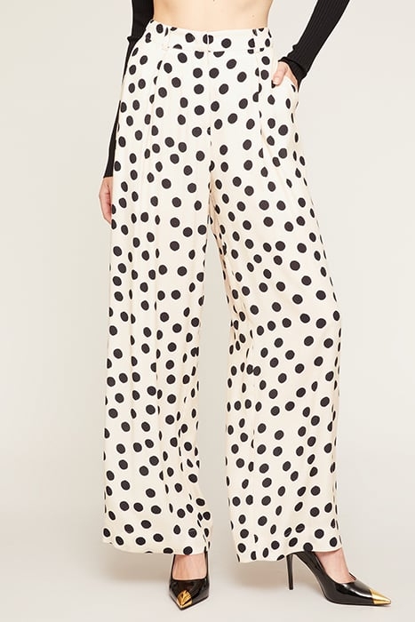 WIDE POLKA DOT SATIN TROUSERS NATURAL 1