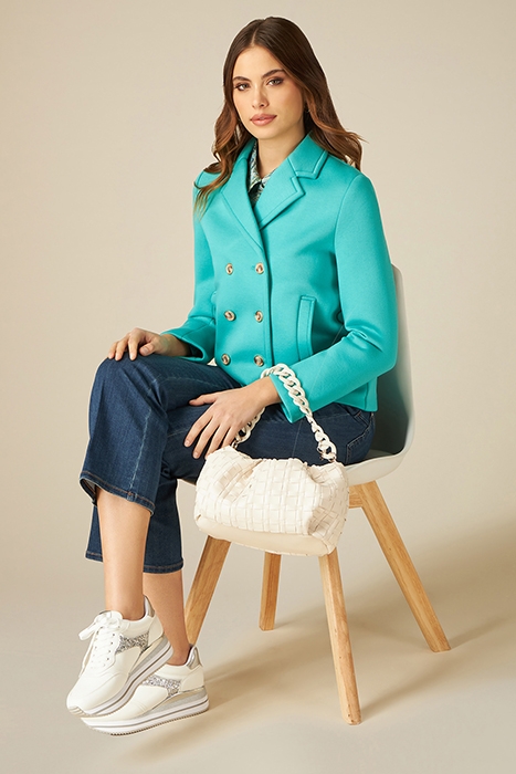 SCUBA FABRIC DOUBLE-BREASTED JACKET LIGHT BLUE 4