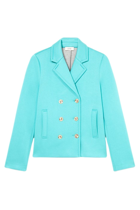 SCUBA FABRIC DOUBLE-BREASTED JACKET LIGHT BLUE 3