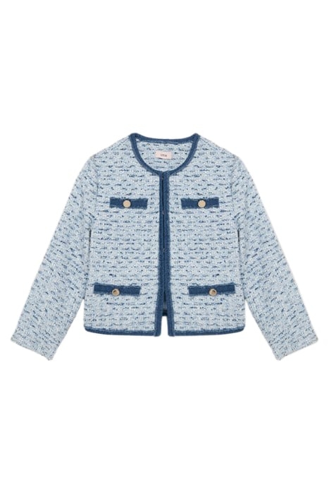 TWEED AND DENIM BOXY JACKET BLUE 3
