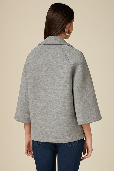 SCUBA FABRIC COAT WITH BROOCH GREY 2