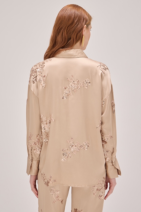 SATIN SHIRT WITH SEQUIN EMBROIDERY BEIGE 2