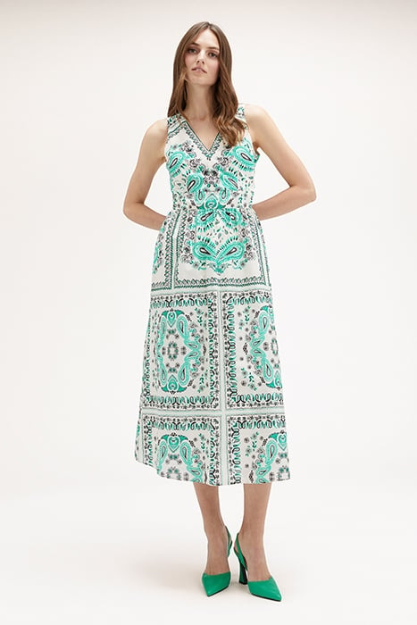 MIDI DRESS WITH FOULARD PATTERN WHITE 1