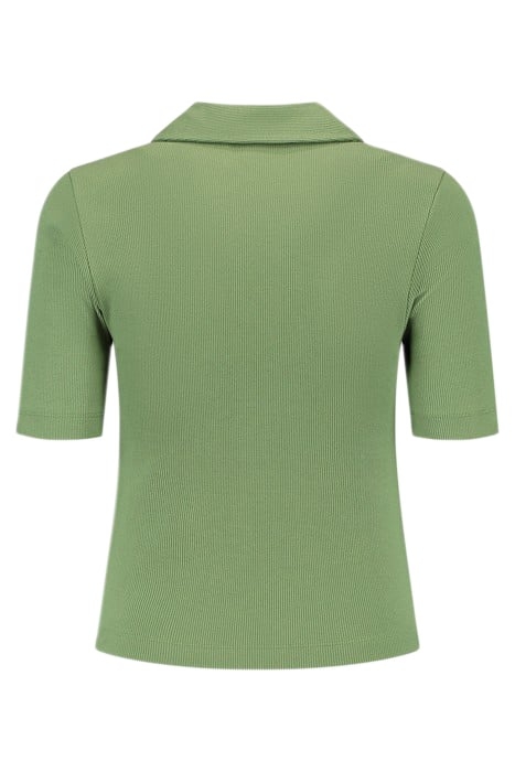 RIB BUTTON T-SHIRT FERN GREEN 2