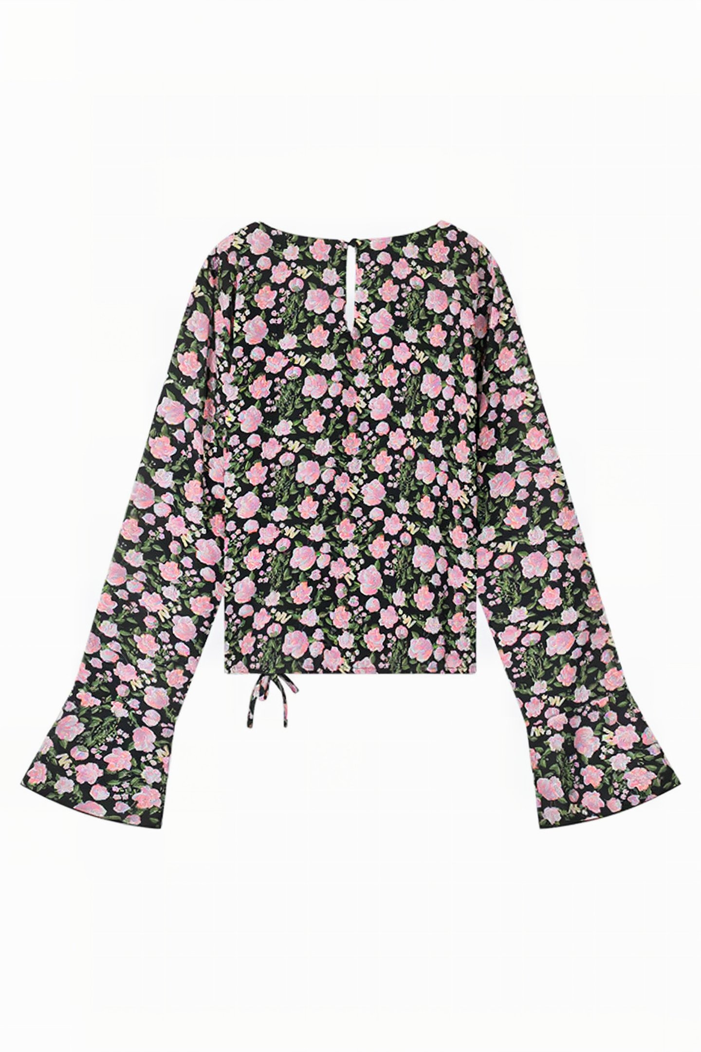 V-NECK TOP BLACK/MULTI COLOR 2