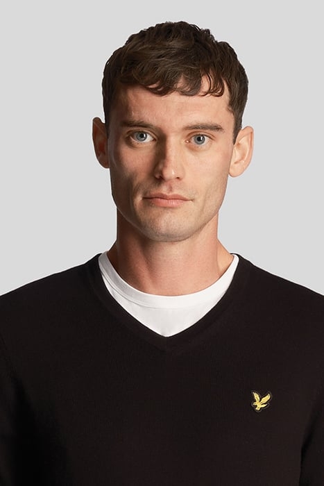 COTTON MERINO V NECK JUMPER JET BLACK 5
