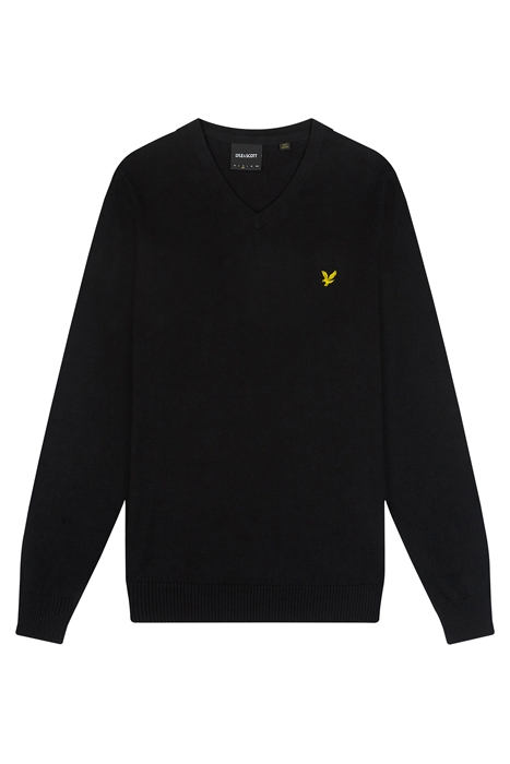 COTTON MERINO V NECK JUMPER JET BLACK 4