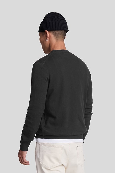 COTTON MERINO CREW NECK JUMPER JET BLACK 2
