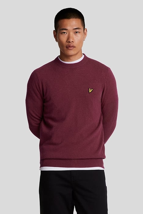 LAMBSWOOL BLEND CREW NECK JUMPER BURGUNDY MARL 1