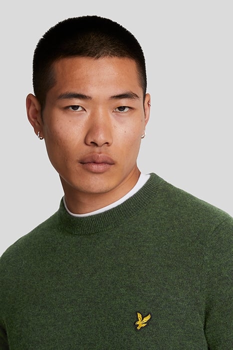 LAMBSWOOL BLEND CREW NECK JUMPER DARK GREEN MARL 5