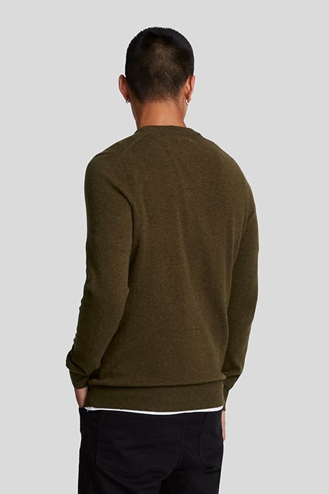 LAMBSWOOL BLEND CREW NECK JUMPER OLIVE MARL 2