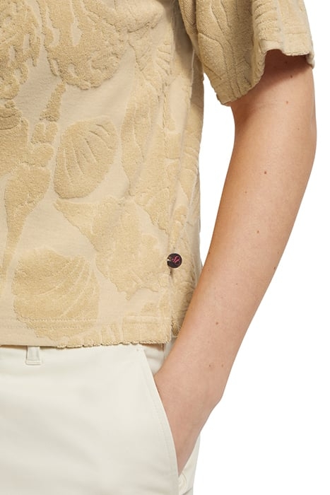 JACQUARD TOWELING CAMP SHIRT MOCCA 7