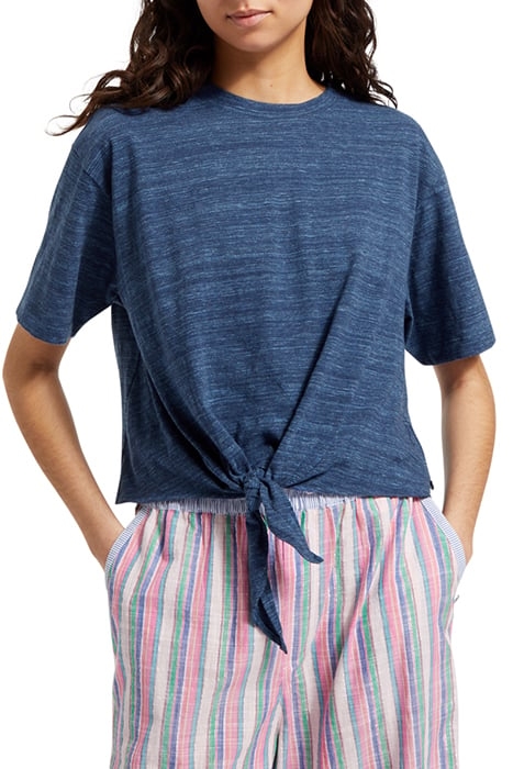 BOXY FIT TIE FRONT MARL T-SHIRT STARNIGHT BLUE 1