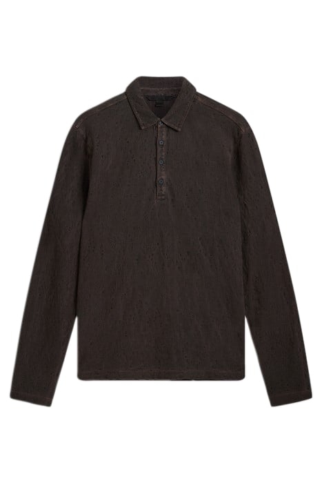 ADAM LS POLO IN FREEFORM DARK BROWN 2