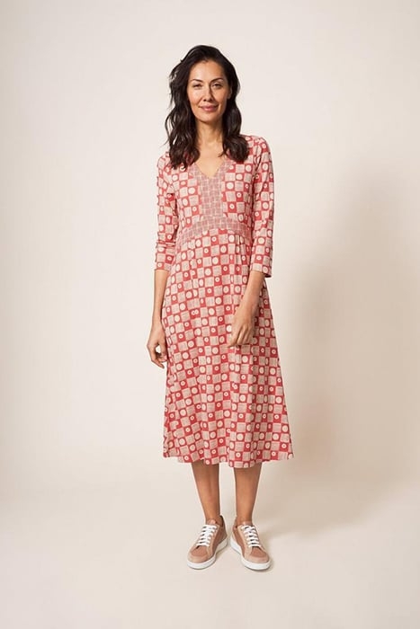 ESME JERSEY MIDI DRESS RED MULTI 1