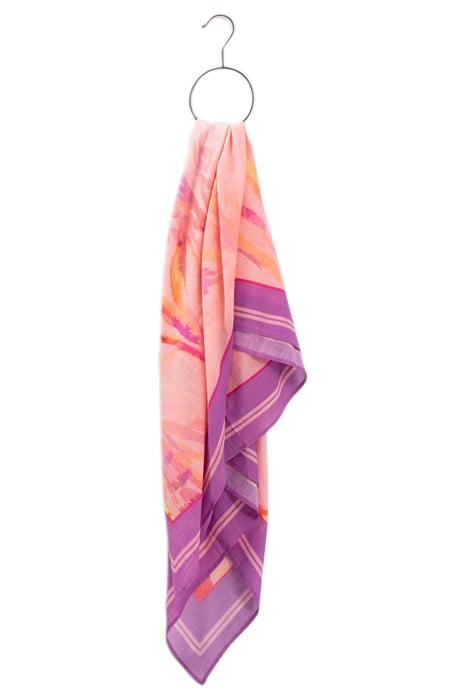 APACHE - SQUARE SCARF PURULE WITH VISUAL WATERCOLOR PALM 1