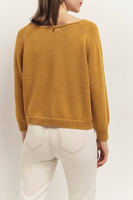 TASTE - HONEY LUREX KNITTED CARDIGAN WITH BOAT NECK 2