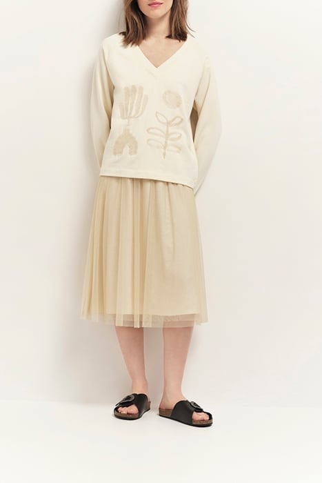 JOSEPHA - CHAMPAGNE-COLOURED LONG SKIRT IN SEQUINED TULLE 3