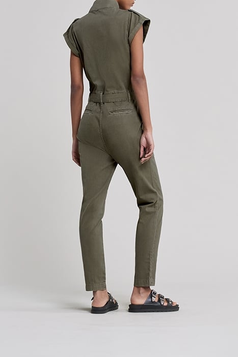 KHAKI LONG JUMPSUIT WITH ASYMMETRIC COLLAR 2