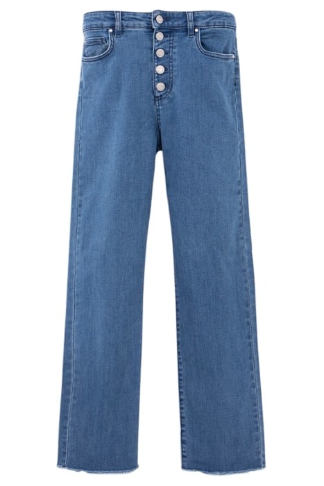 BLUE WATERLESS STRAIGHT JEANS WITH FRINGED CUFFS 1