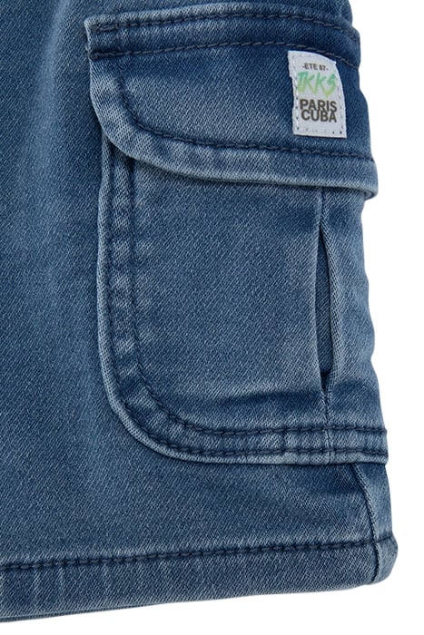BABY BOYS’ BLUE DENIM CARGO ELASTICATED WAIST BERMUDAS 5