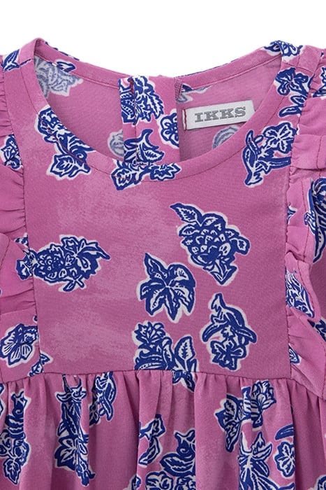 BABY GIRLS’ MAUVE LENZING™ ECOVERO™ INDIAN FLORAL DRESS 3