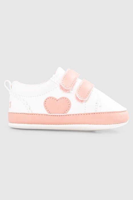 BABY GIRLS’ ECRU AND PINK TRAINERS WITH VELCRO 1