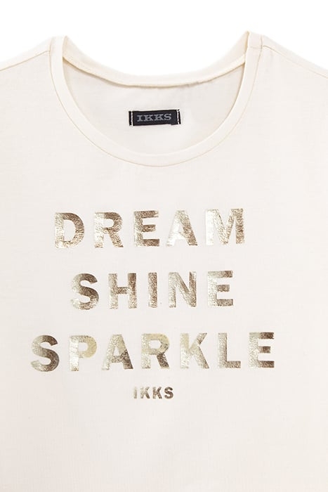 GIRLS’ ECRU T-SHIRT WITH METALLIC SLOGAN 3