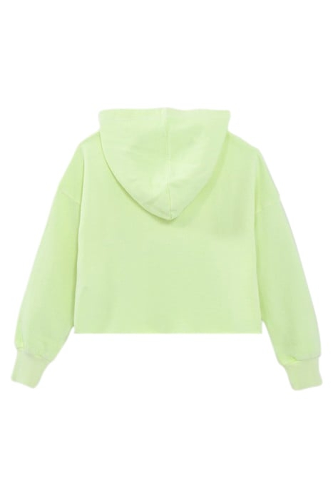 GIRLS’ NEON CROPPED HOODIE WITH YELLOW SLOGAN 2
