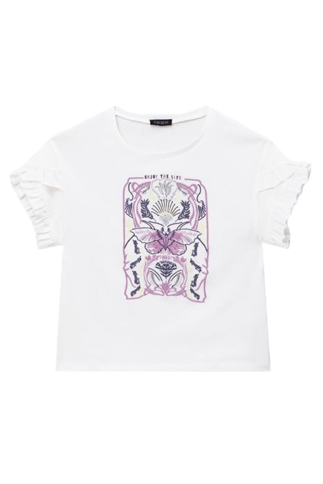 GIRLS’ OFF-WHITE T-SHIRT WITH FLORAL EMBROIDERY 1