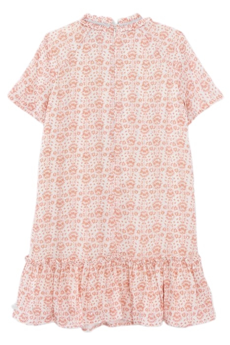 GIRLS’ ECRU DRESS, FLOWERY PRINT WITH SILVER THREADS 2