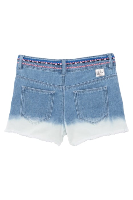 GIRLS’ DEEP-DYE WATERLESS DENIM SHORTS, EMBROIDERED WAIST 2