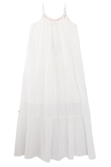GIRLS’ OFF-WHITE LONG DRESS WITH LACE AND EMBROIDERY 2