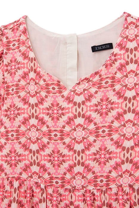 GIRLS’ PINK LONG DRESS WITH ETHNIC PRINT 3