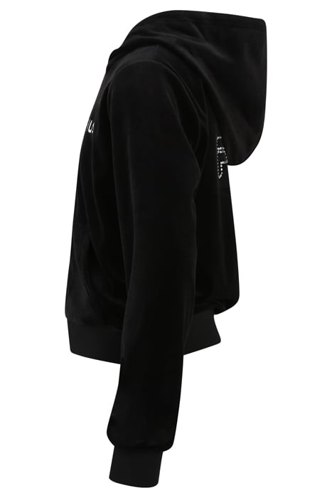 LONGUICH CROPPED VELVET HOODY JACKET BLACK 3